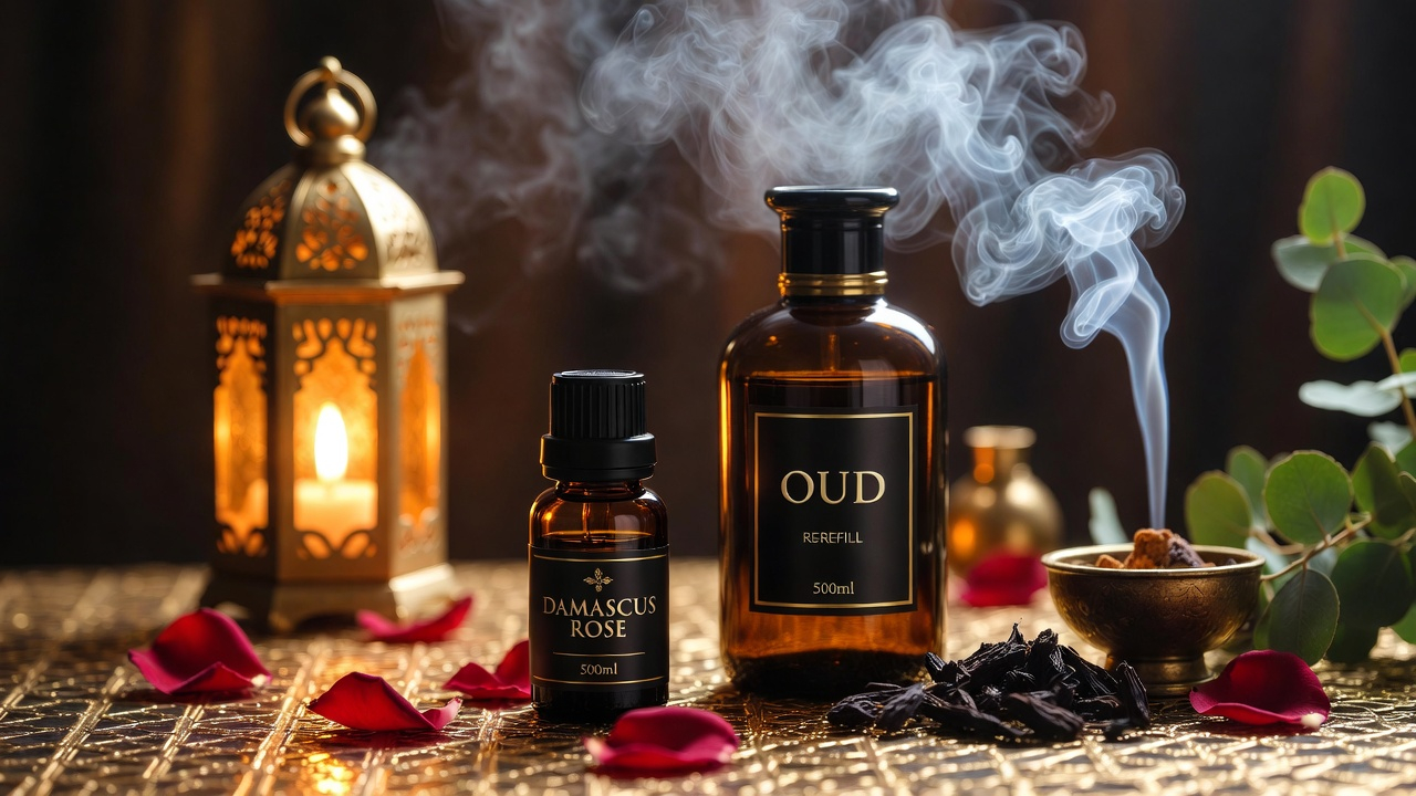 Huiles essentielles orientales Rose de Damas, Oud et coffret pour diffuseur — célébrer l'Aïd El Fitr 2026 naturellement