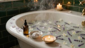 Bain à l'Huile Essentielle de Lavande le Soir