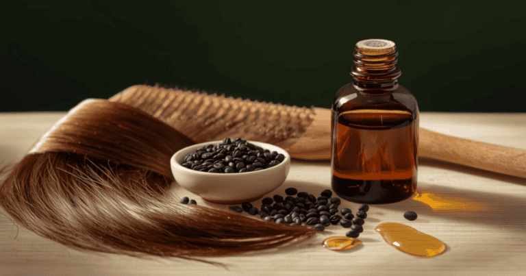 Huile de Nigelle Cheveux : Comment l&rsquo;Utiliser (Bain d&rsquo;Huile et Dosage)